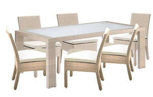 Rubix 7-Piece Side Chair Dining Set with Cushions | Hospitality Rattan Patio