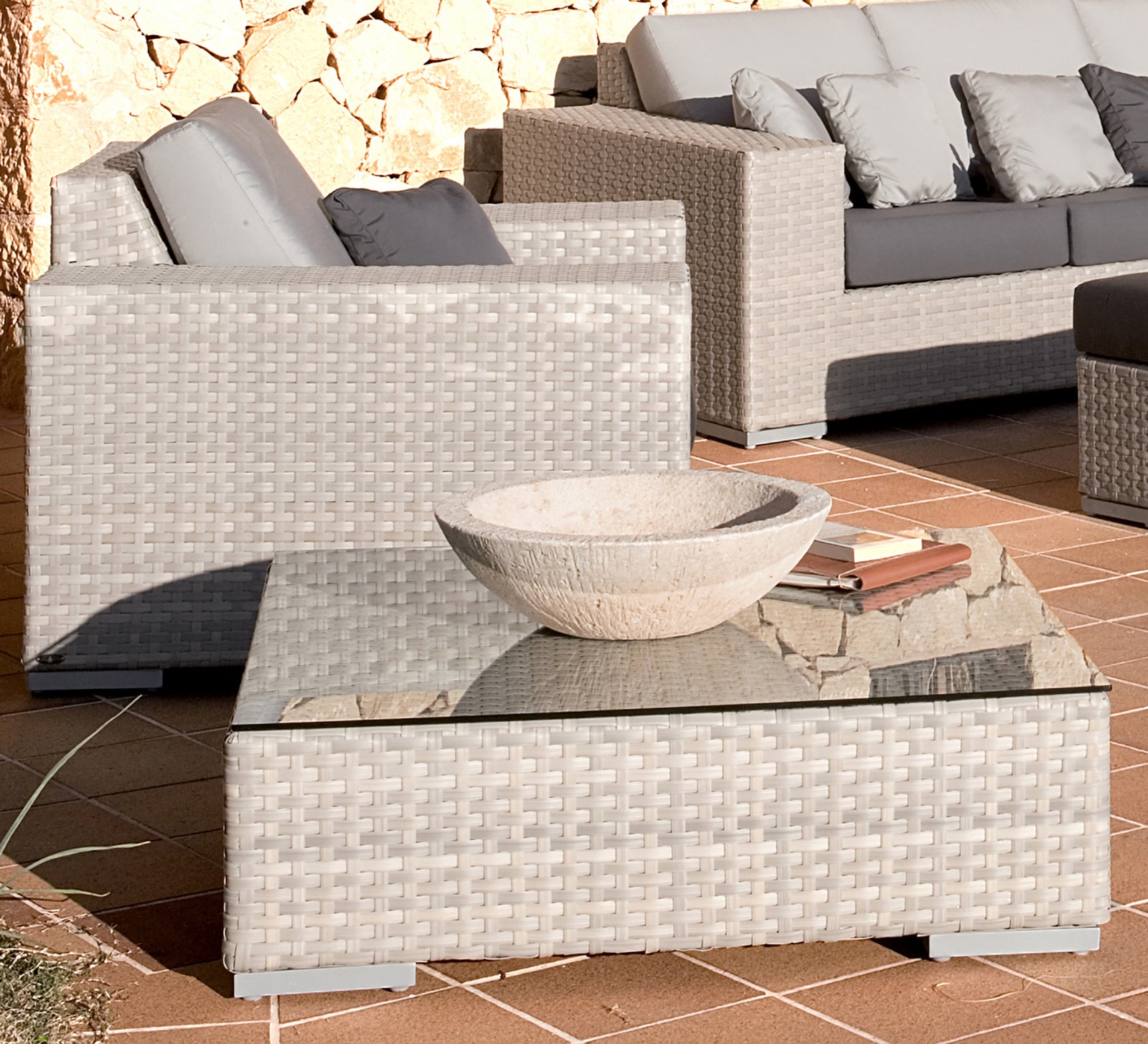 Rubix Coffee Table with Glass | Hospitality Rattan Patio