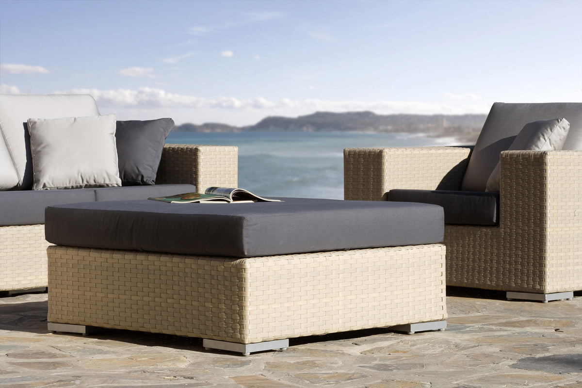 Rubix Ottoman with Cushion | Hospitality Rattan Patio