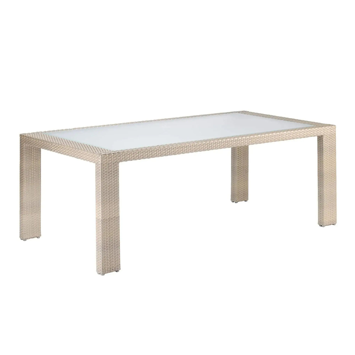 Rubix Rectangular Woven Dining Table with Glass 902-1349-KBU-RT-GL - BetterPatio.com