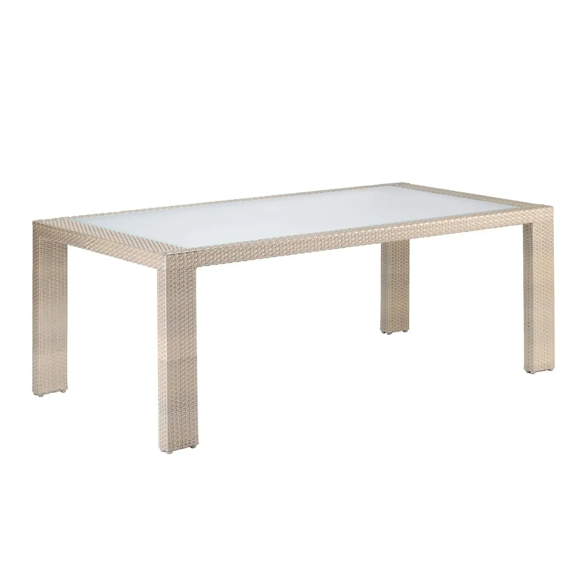 Rubix Rectangular Dining Table with Glass | Hospitality Rattan Patio
