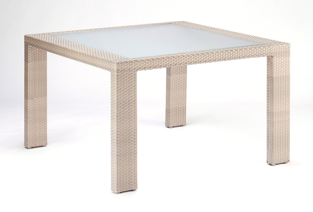 Rubix Square Woven Dining Table with Glass 902-1349-KBU-SQ-GL - BetterPatio.com