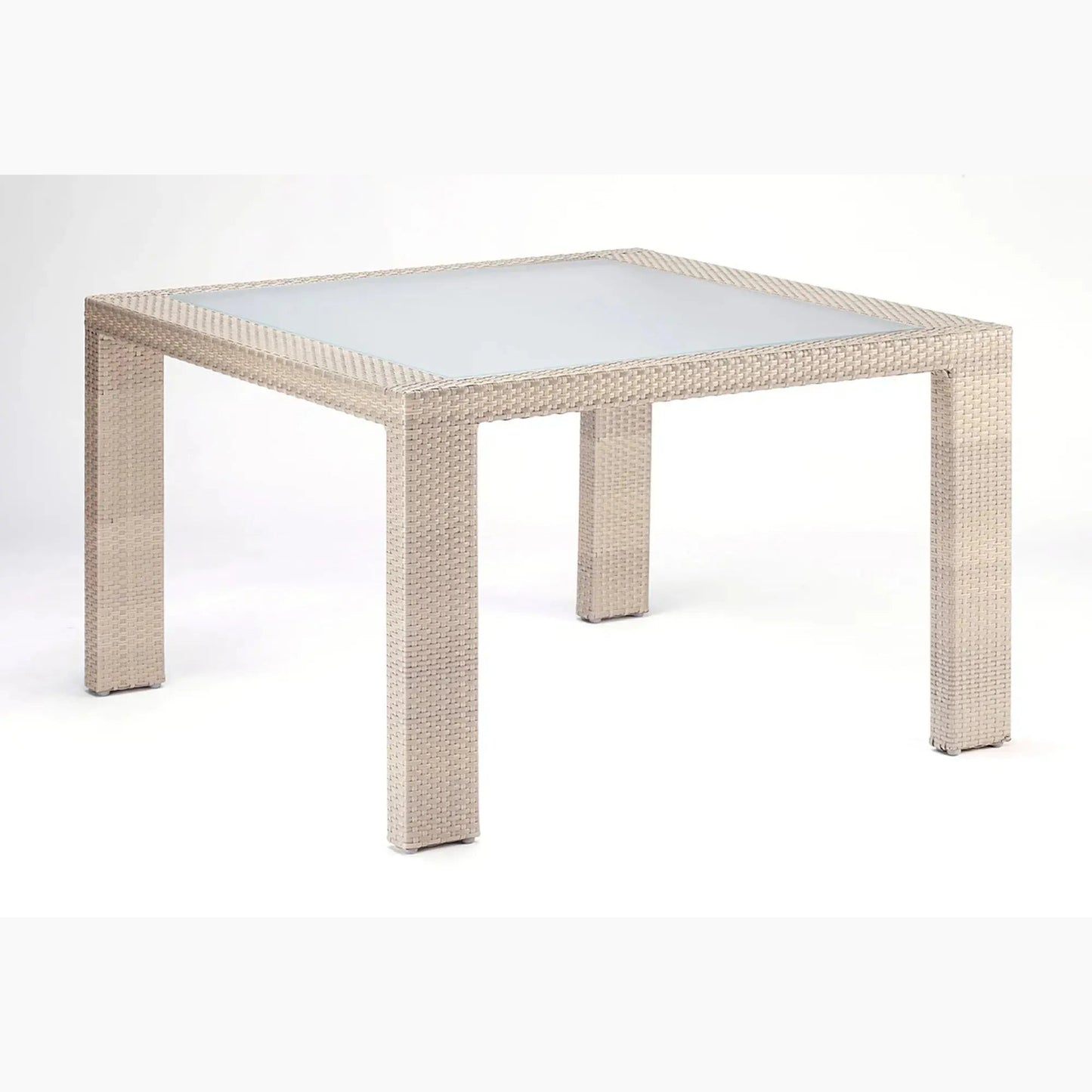 Rubix Square Woven Dining Table with Glass 902-1349-KBU-SQ-GL - BetterPatio.com