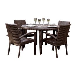Soho 5-Piece Round Dining Arm Chair Set with Cushions