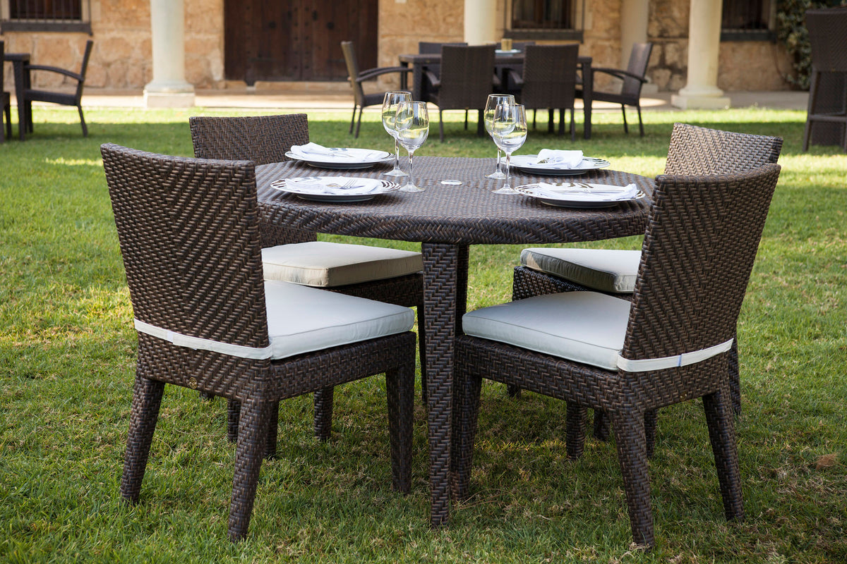 Soho 5-Piece Round Dining Side Chair Set with Cushions | Hospitality Rattan Patio