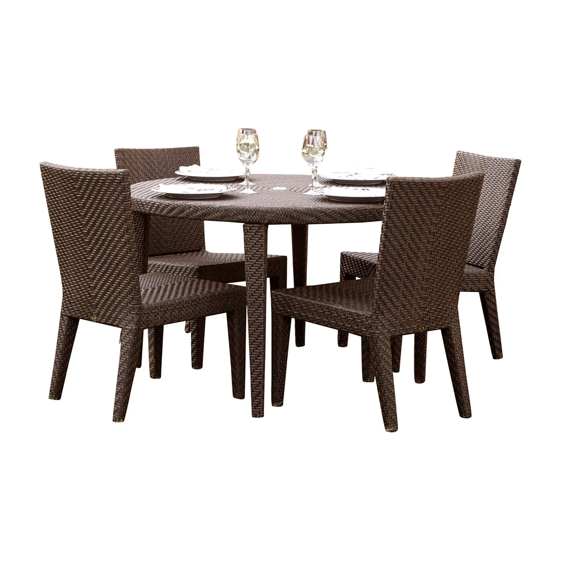 Soho 5-Piece Round Dining Side Chair Set with Cushions | Hospitality Rattan Patio