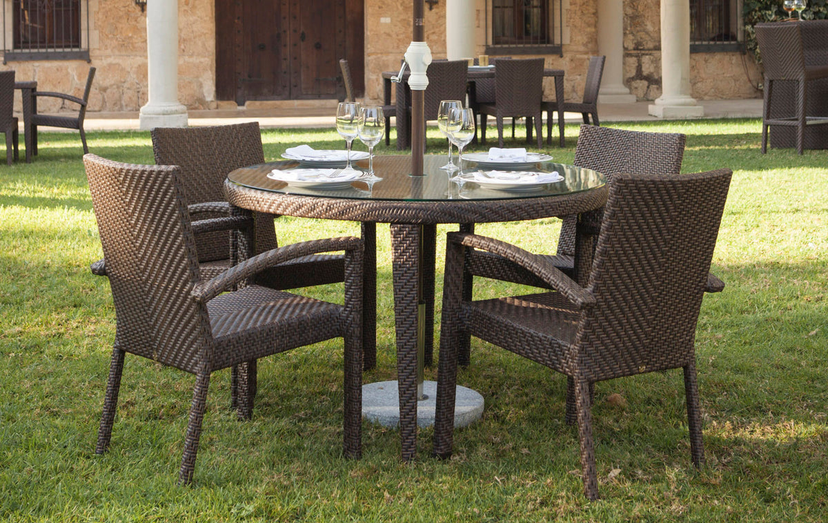 Soho Round Dining Table with Glass | Hospitality Rattan Patio