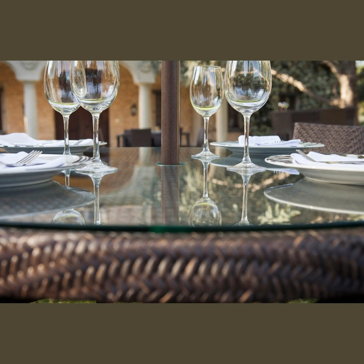 Soho Round Dining Table with Glass | Hospitality Rattan Patio