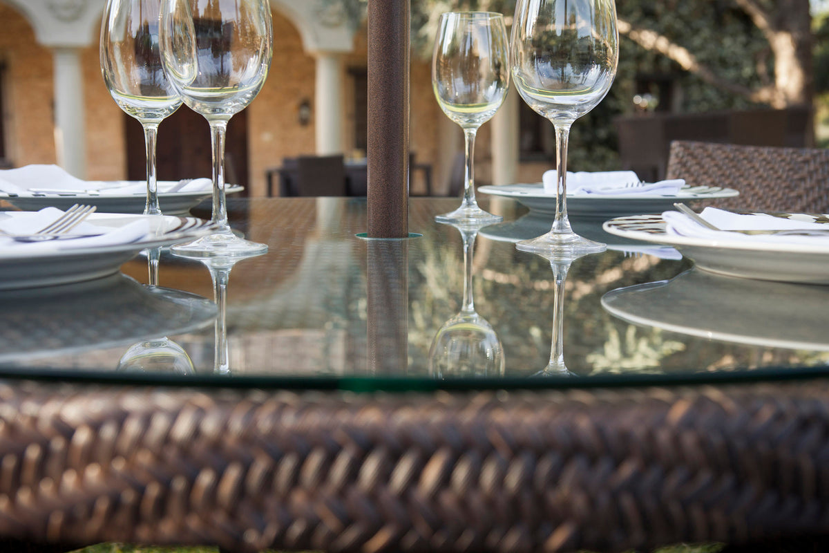 Soho Round Dining Table with Glass | Hospitality Rattan Patio