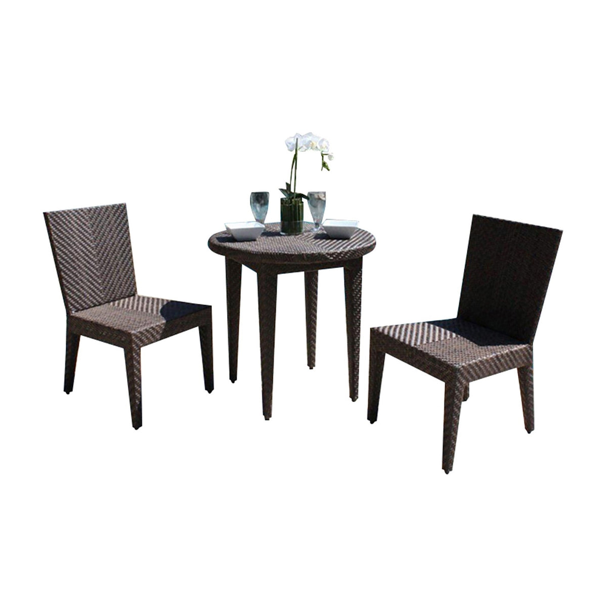 Soho 3-Piece Dining Side Chair Bistro Set with Cushions | Hospitality Rattan Patio