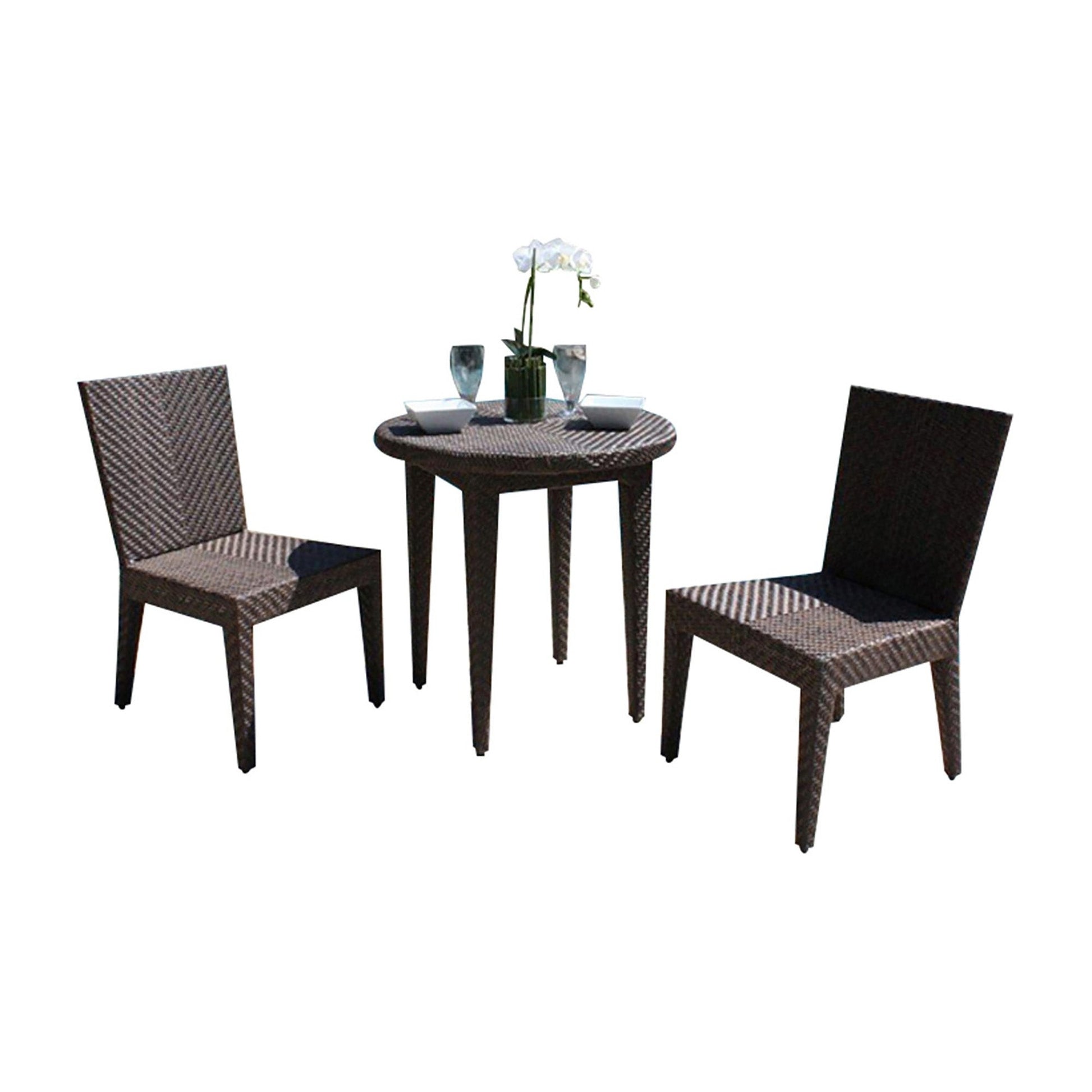 Soho 3-Piece Dining Side Chair Bistro Set with Cushions | Hospitality Rattan Patio