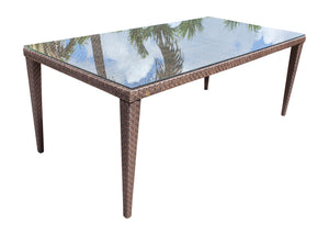 Soho Large Rectangular Dining Table with Glass | Hospitality Rattan Patio