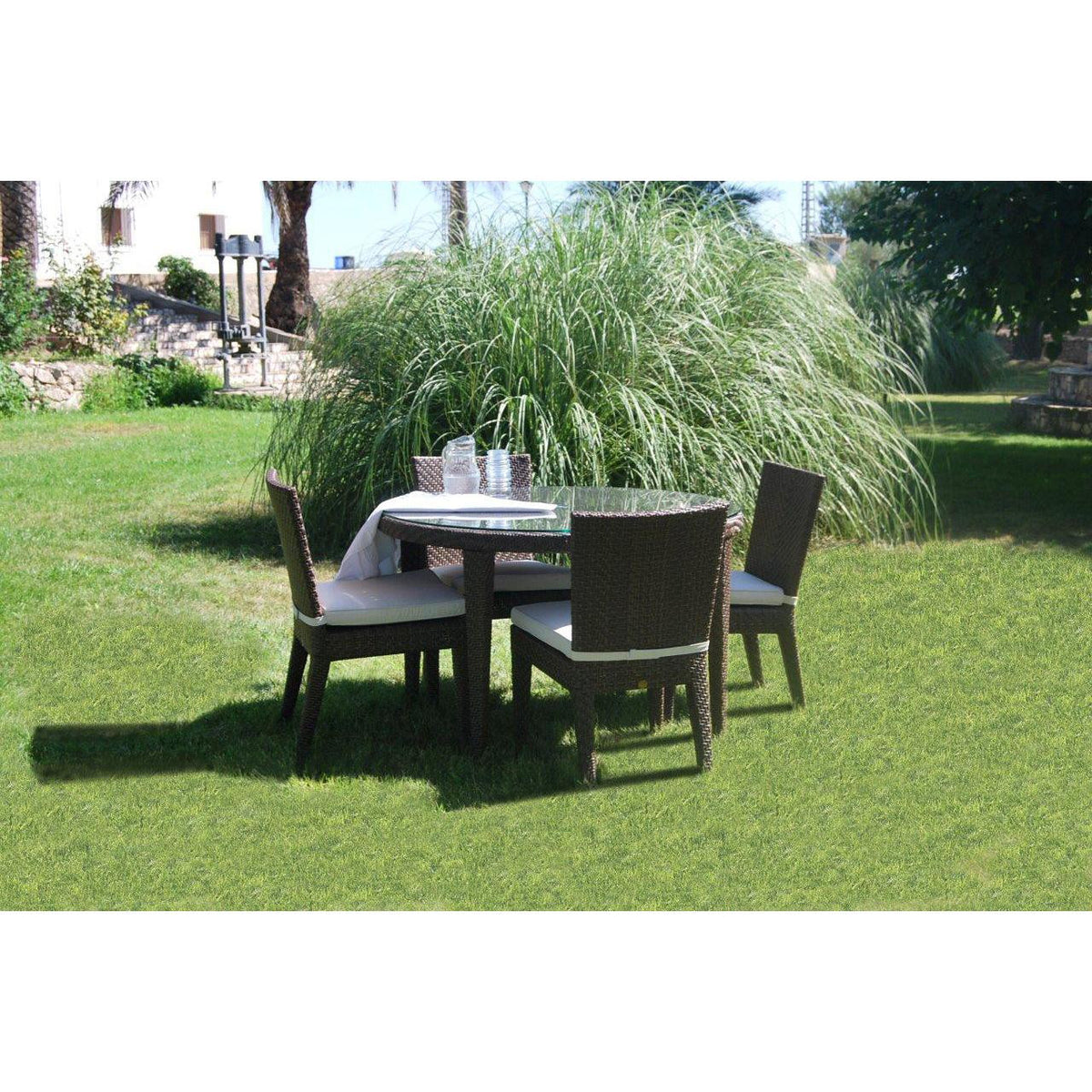 Hospitality Rattan Soho 5 piece Bistro Set 5 PC SET-903-D2S - BetterPatio.com