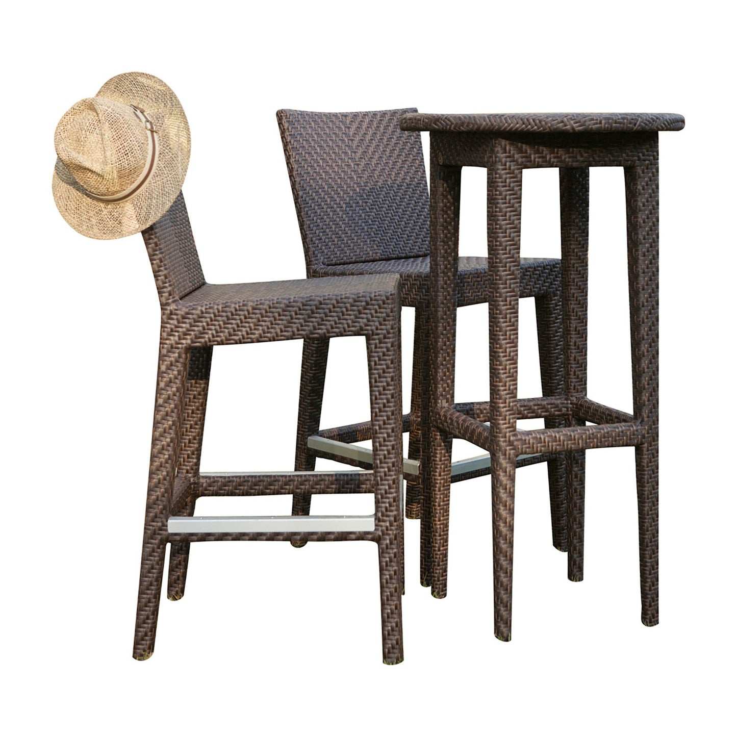 Soho 3-Piece Pub & Barstool Set with Cushions | Hospitality Rattan Patio