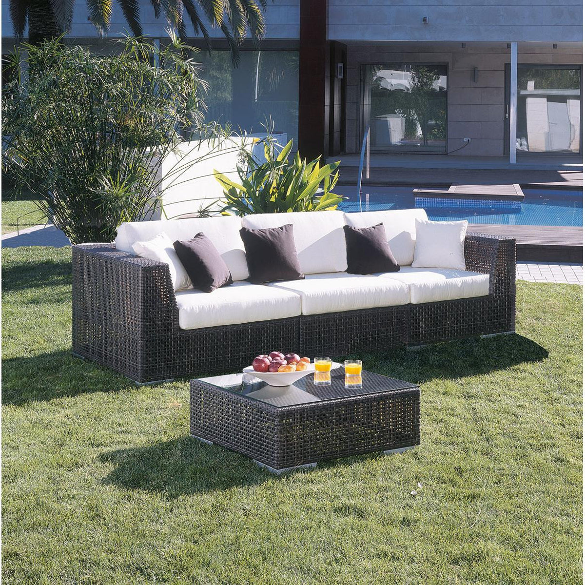 Hospitality Rattan Soho 3 piece Sectional Sofa 3 PC SET-903-SOFA - BetterPatio.com