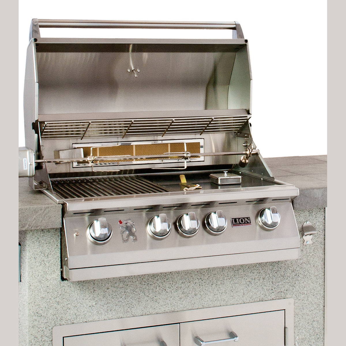 Lion Premium Grills Advanced Q 83 Inch BBQ Island - 3-quarter angle view Advanced-Q3