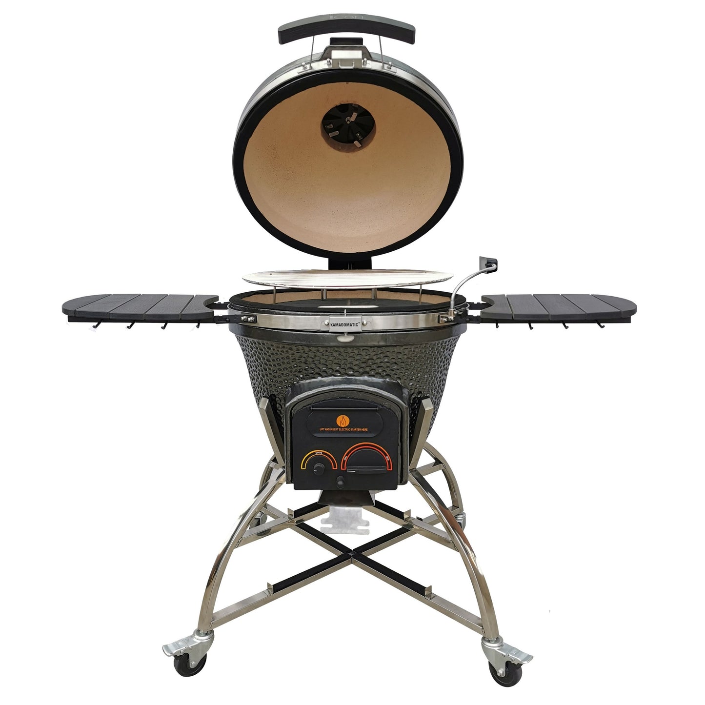 Icon XD702 Maxis Kamado Grill Gunmetal CGXD702G - open lid view image 5