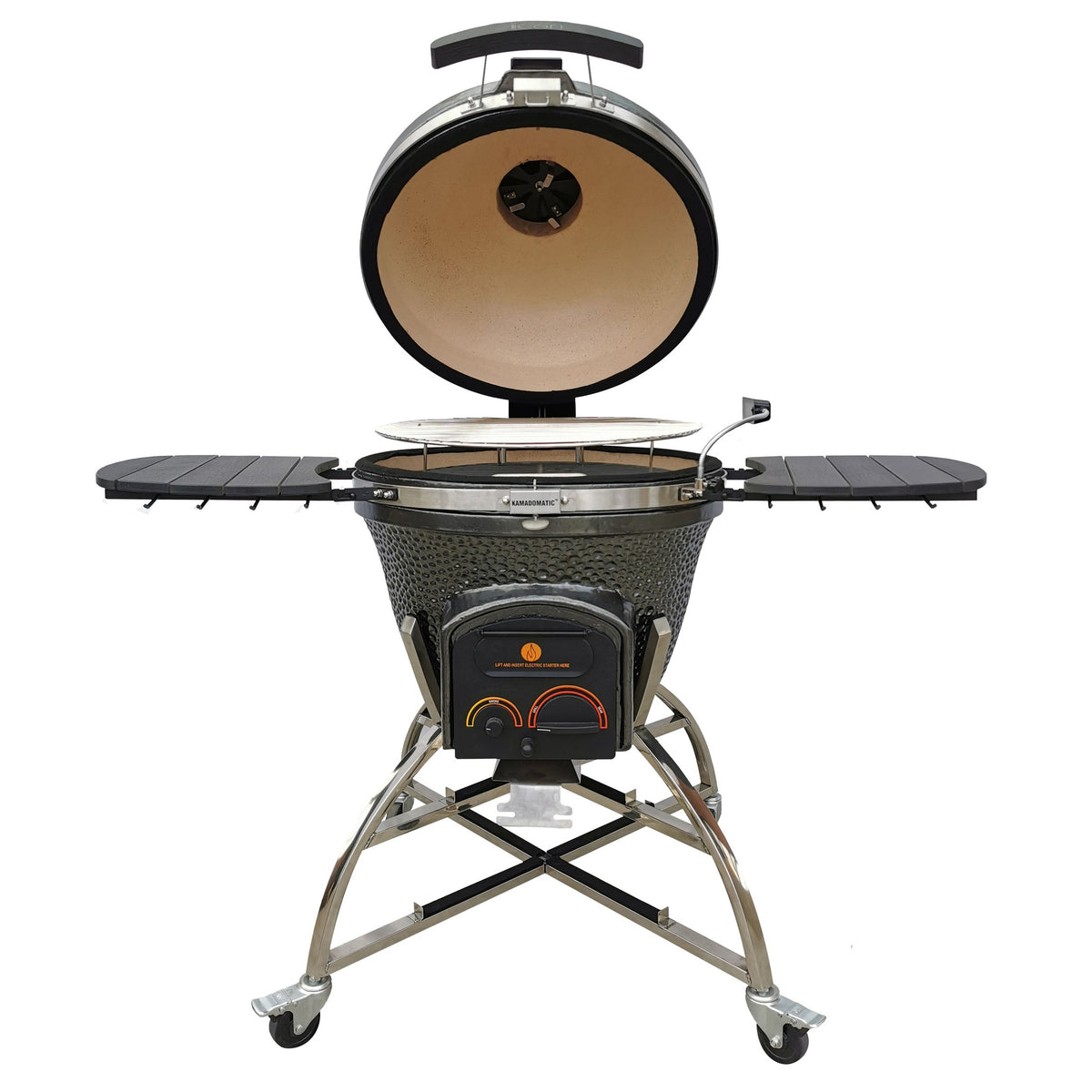 Icon XD702 Maxis Kamado Grill Gunmetal CGXD702G - open lid view image 5