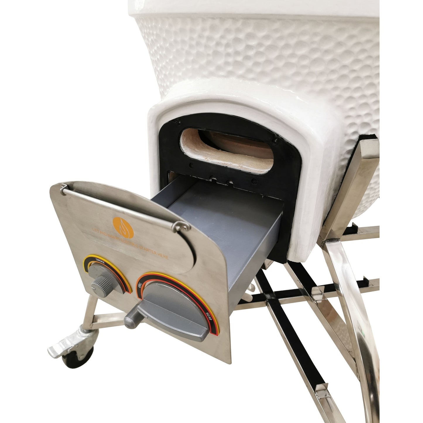 Icon XD702 Maxis Kamado Grill White CGXD702W - handle and latch detail image 12