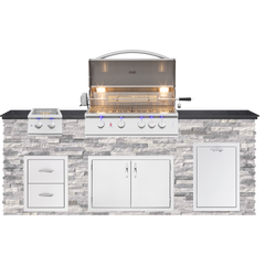 Complete Outdoor Kitchen Maui 92 Inch BBQ Island with Summerset Grill, Storage and Power Burner