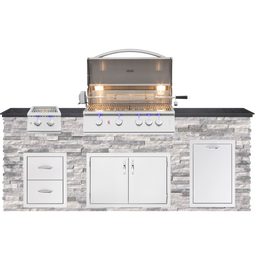 Complete Outdoor Kitchen Maui 92 Inch BBQ Island with Summerset Grill, Storage and Power Burner