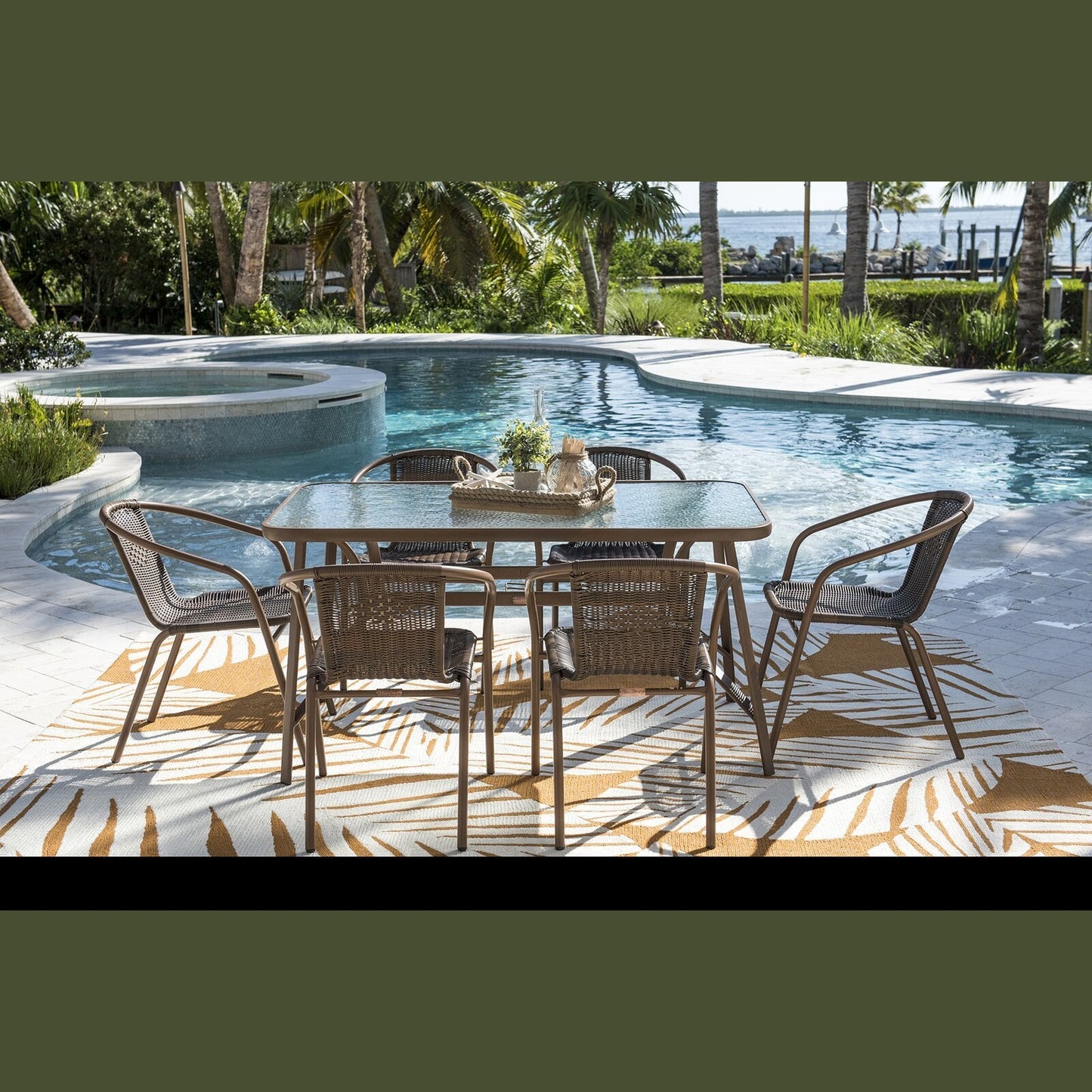 Panama Jack Cafe 7 PC Woven Dining Set PJO-9001-ESP-7DA - BetterPatio.com