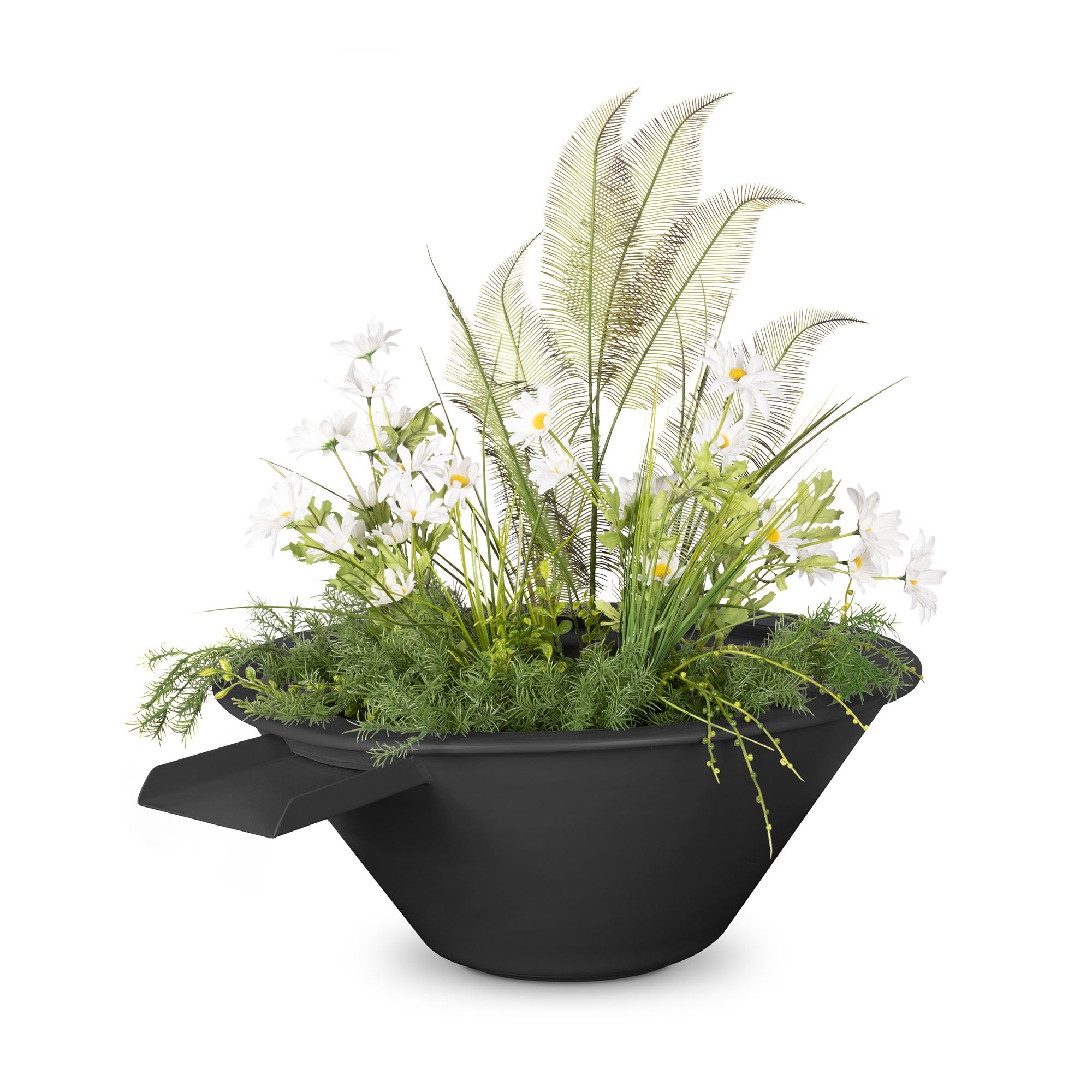 The Outdoor Plus 36" Cazo Powder Coated Planter with Water Bowl