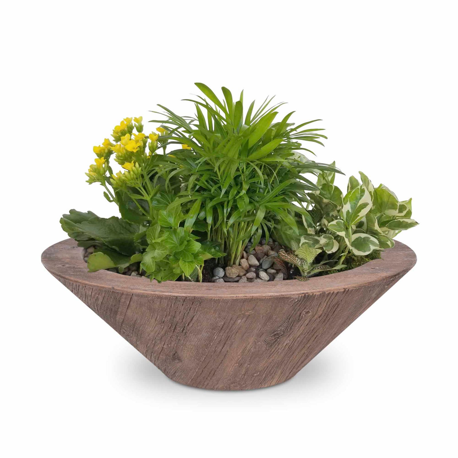 The Outdoor Plus 32" Cazo Wood Grain Planter Bowl