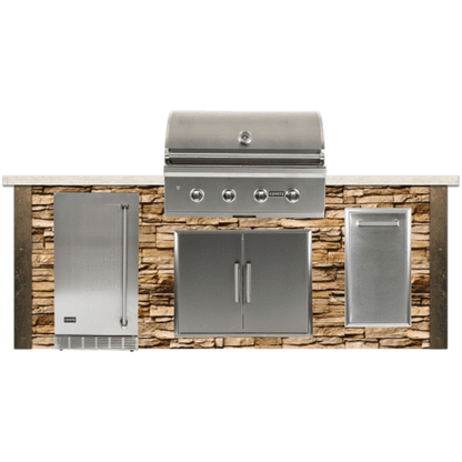 RTA Outdoor Living 8 ft Outdoor Kitchen Grill Island and Stacked Stone and Stone Gray RTAC-G8-SG - BetterPatio.com