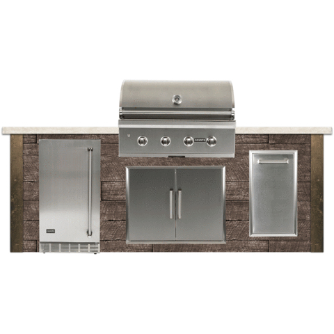 RTA Outdoor Living 8 ft Outdoor Kitchen Grill Island and Stacked Stone and Stone Gray RTAC-G8-SG - BetterPatio.com