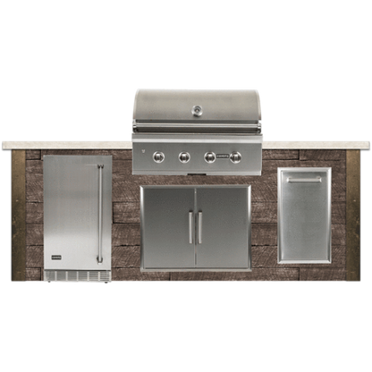 RTA Outdoor Living 8 ft Outdoor Kitchen Grill Island and Stacked Stone and Stone Gray RTAC-G8-SG - BetterPatio.com