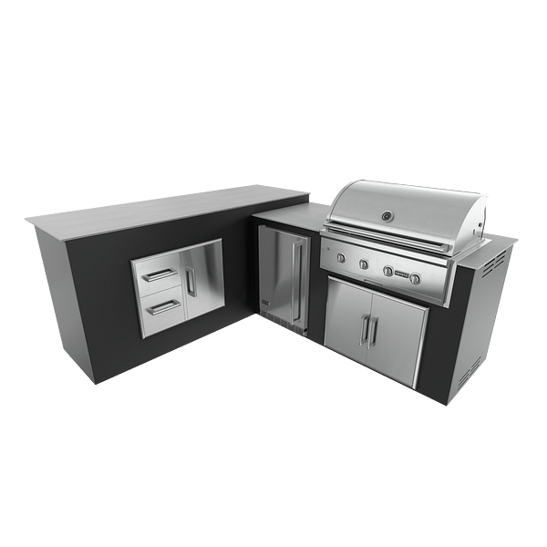 RTA Outdoor Living  M6 L-Shape Refrigeration Island With Storage Bar Island