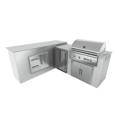 RTA Outdoor Living  M6 L-Shape Refrigeration Island With Storage Bar Island