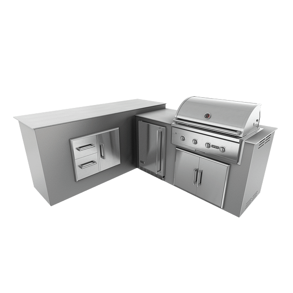 RTA Outdoor Living  M6 L-Shape Refrigeration Island With Storage Bar Island