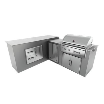 RTA Outdoor Living  M6 L-Shape Refrigeration Island With Storage Bar Island