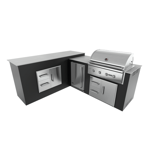 RTA Outdoor Living  M6 L-Shape Refrigeration Island With Storage Bar Island