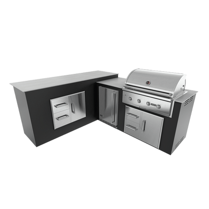 RTA Outdoor Living  M6 L-Shape Refrigeration Island With Storage Bar Island