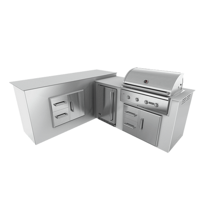 RTA Outdoor Living  M6 L-Shape Refrigeration Island With Storage Bar Island