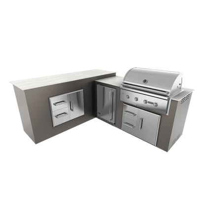 RTA Outdoor Living  M6 L-Shape Refrigeration Island With Storage Bar Island