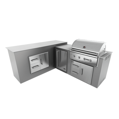 RTA Outdoor Living  M6 L-Shape Refrigeration Island With Storage Bar Island