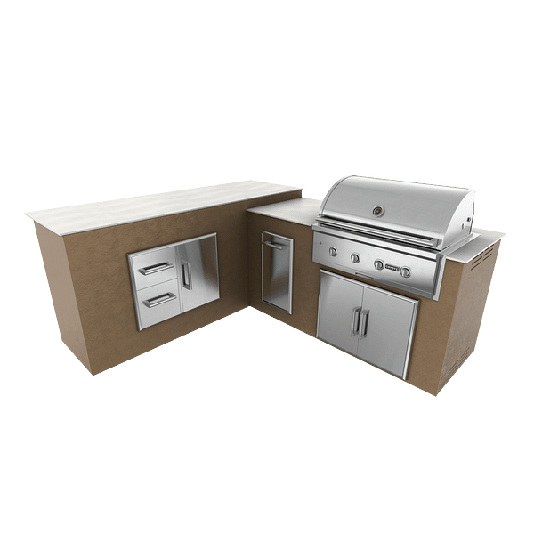 RTA Outdoor Living M6 L-Shape Island with Waste Bin With Storage Bar Island