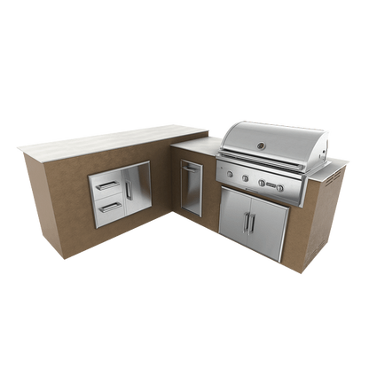 RTA Outdoor Living M6 L-Shape Island with Waste Bin With Storage Bar Island