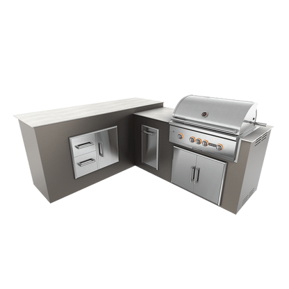 RTA Outdoor Living M6 L-Shape Island with Waste Bin With Storage Bar Island