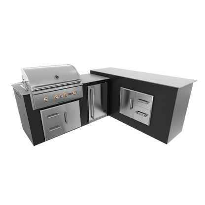 RTA Outdoor Living  M6 L-Shape Refrigeration Island With Storage Bar Island