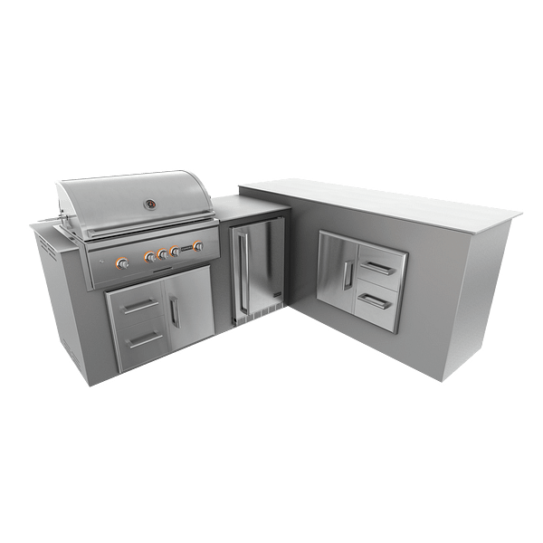 RTA Outdoor Living  M6 L-Shape Refrigeration Island With Storage Bar Island