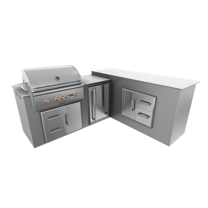 RTA Outdoor Living  M6 L-Shape Refrigeration Island With Storage Bar Island
