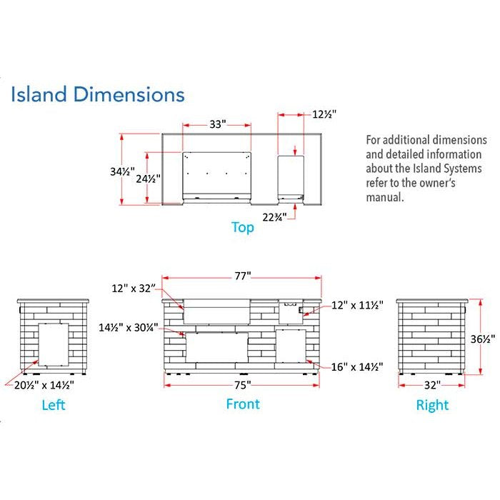 Fire Magic 6 ft. BBQ Island with Polished Black Lava Counter, Storage Drawers and Access Doors - DC660-FOD-77BA - BetterPatio.com