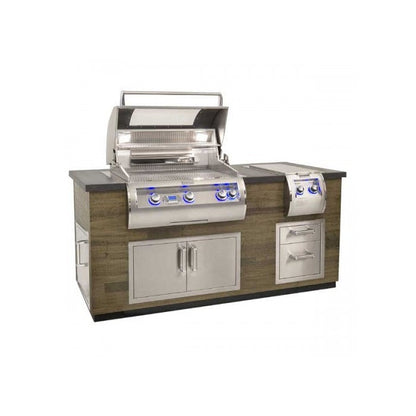 Fire Magic 6 ft. BBQ Island with Polished Black Lava Counter, Storage Drawers and Access Doors - DC660-FOD-77BA - BetterPatio.com
