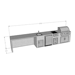 15 Foot DIY Dove Ready To Finish Linear Outdoor Kitchen with Blaze Appliances