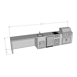 15 Foot DIY Dove Ready To Finish Linear Outdoor Kitchen with Blaze Appliances